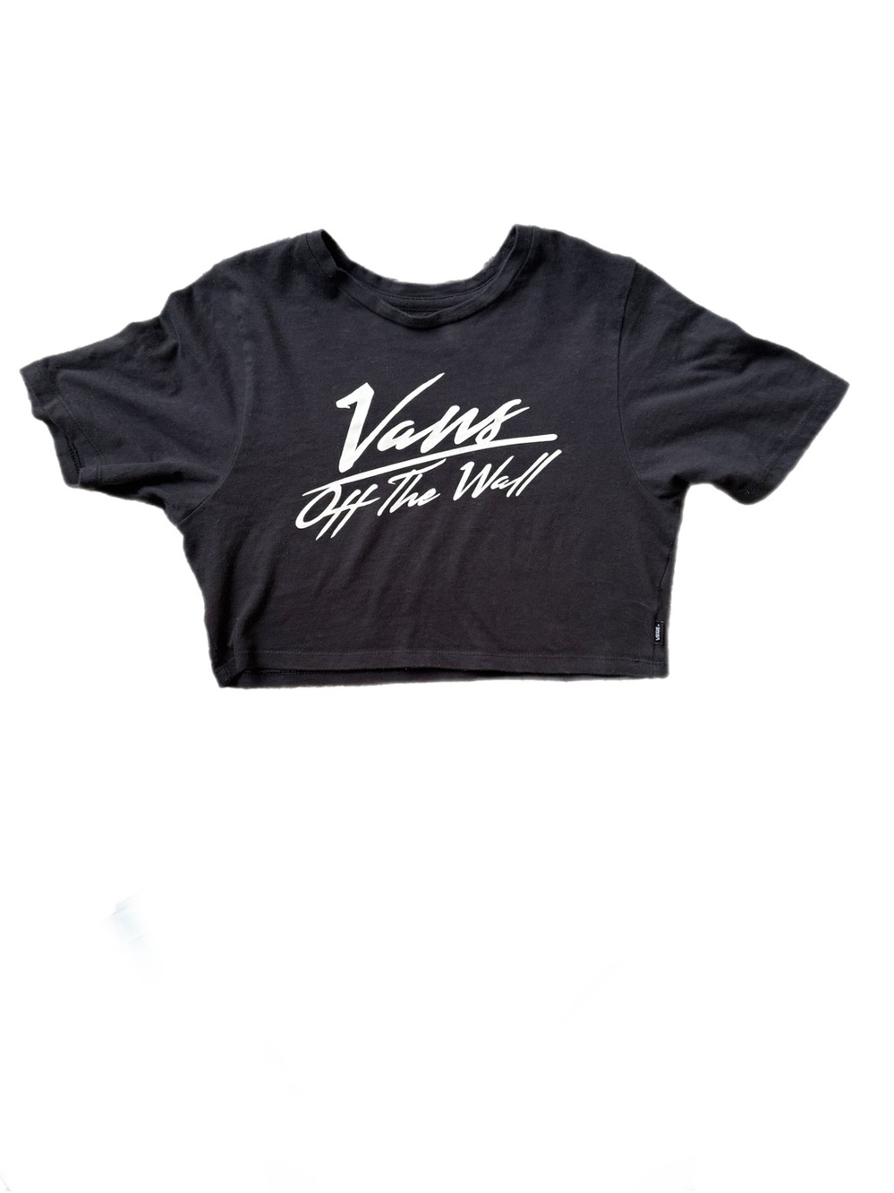 Vans Off The Wall Black Cropped Scoop Neck T Shirt